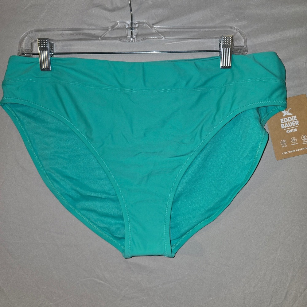 Eddie Bauer Swim Bottoms XL Women Seabreeze Teal Mid-Rise Brief UPF 50 NEW